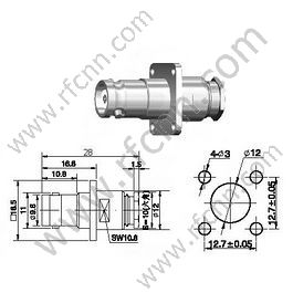 BNC-weiblicher Klemmflansch für RG174 RF-Anschluss
